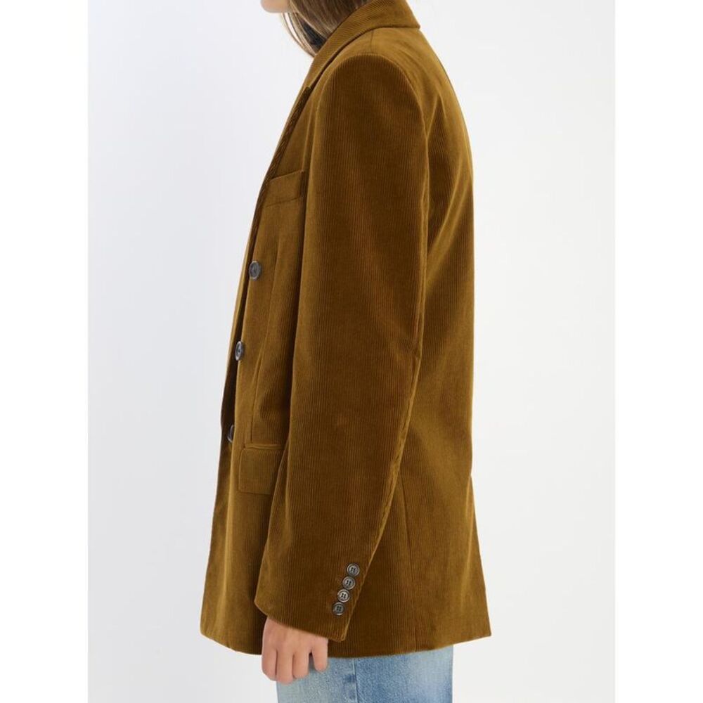 SAINT LAURENT Double-Breasted Corduroy Blazer Women BROWN Coats & Jackets - Picture 3 of 4